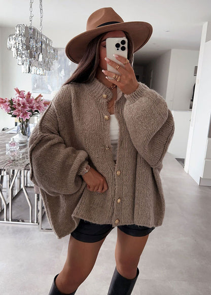 Elora – Oversized Button Front Knit Cardigan