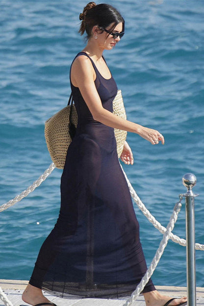 Sheer Mesh Beach Resort Maxi Dress