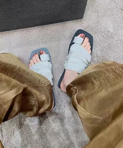 Summer New White Toe Flat Wrinkled Slippers