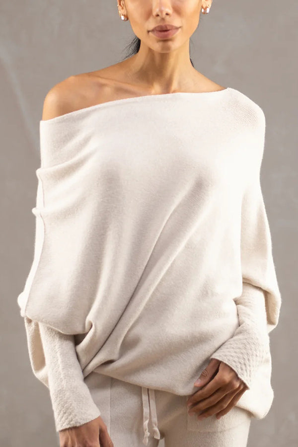 Color Round Neck Long Sleeve Loose Knitted Sweater