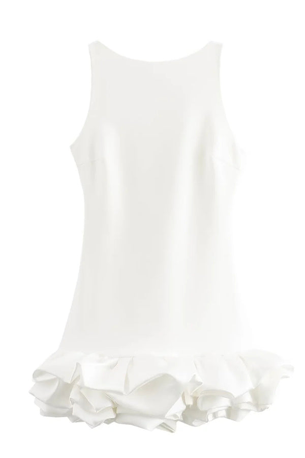Born to Party Satin Patchwork Cloud Shape Wide Neck Mini Dress