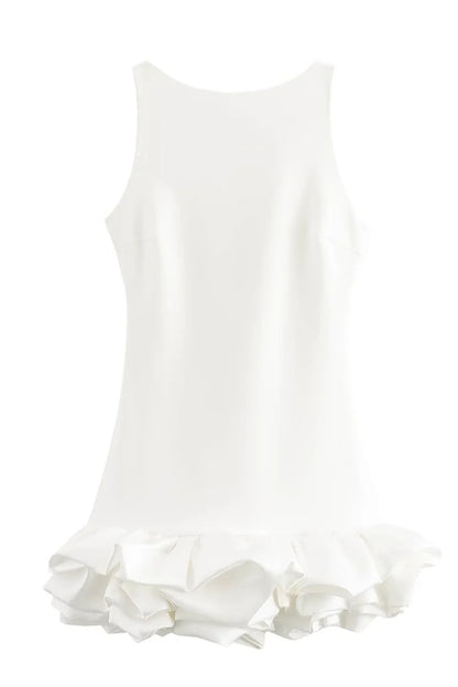 Born to Party Satin Patchwork Cloud Shape Wide Neck Mini Dress