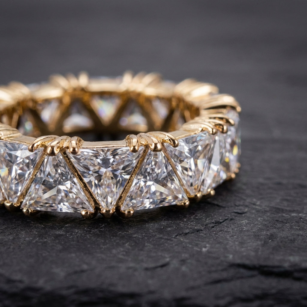 Vintage Gold Triangular Stone Eternity Ring