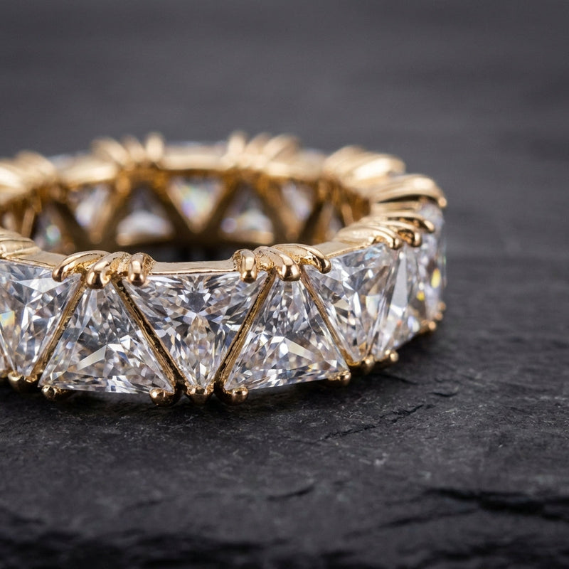 Vintage Gold Triangular Stone Eternity Ring