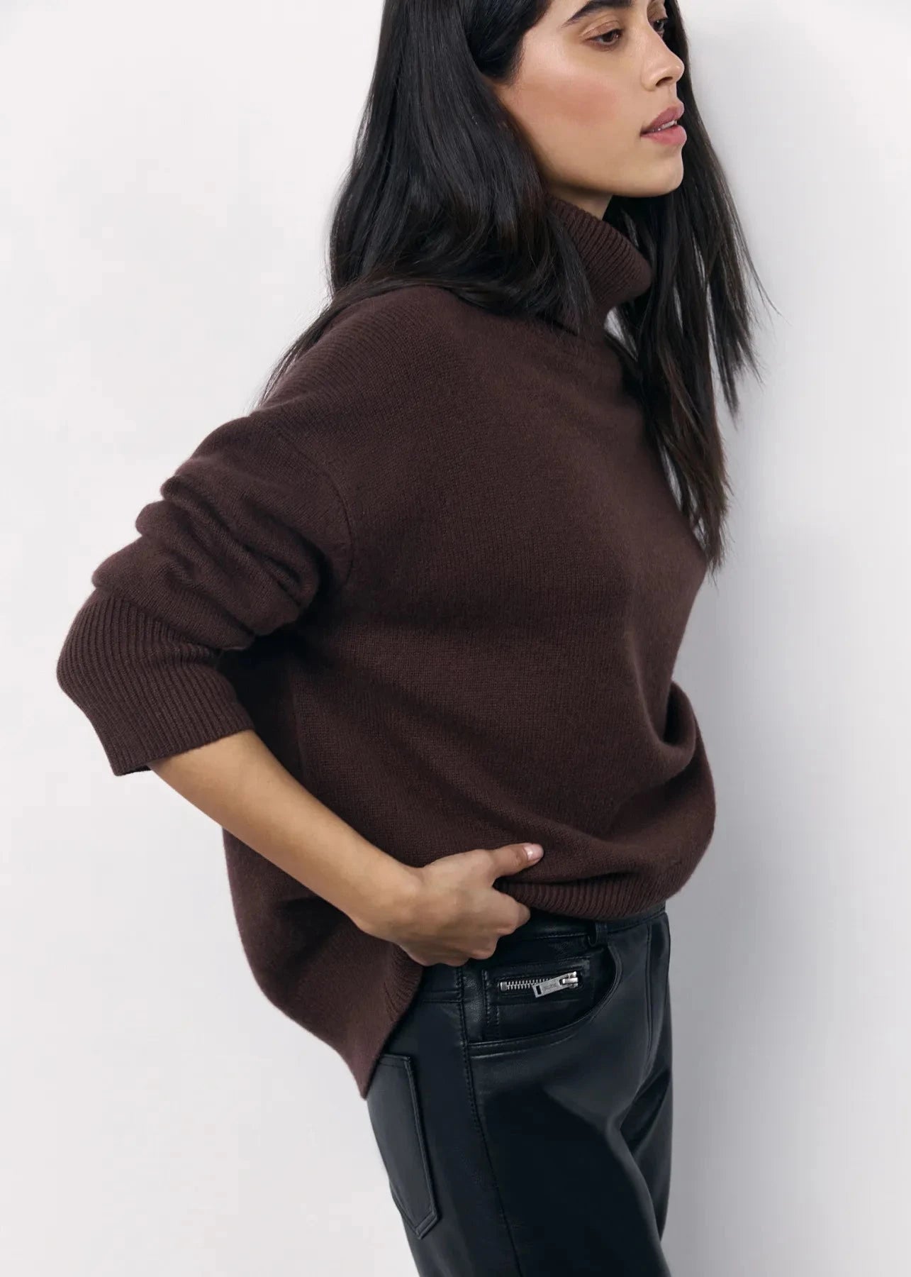 Red Turtleneck Knit Sweater