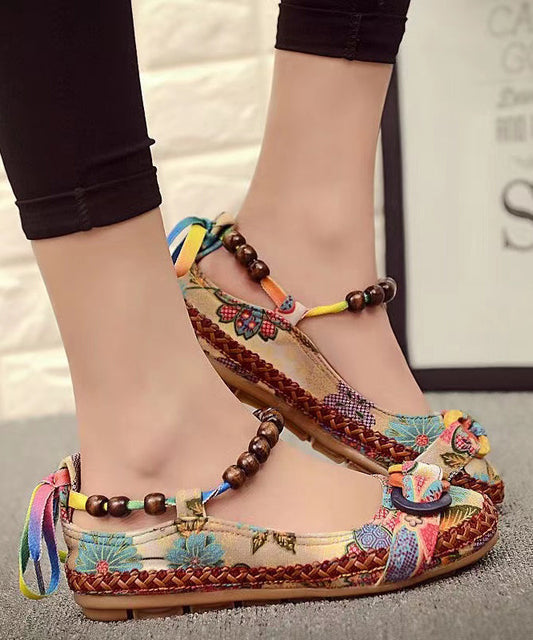 Style Handmade Beaded Flat Sole Single Shoes