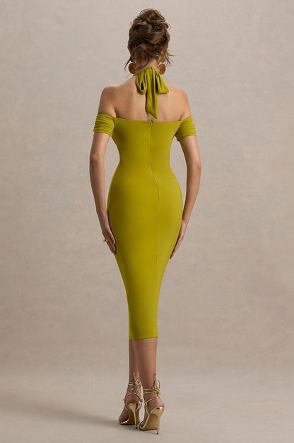 Backless Halter Bodycon Midi Dress