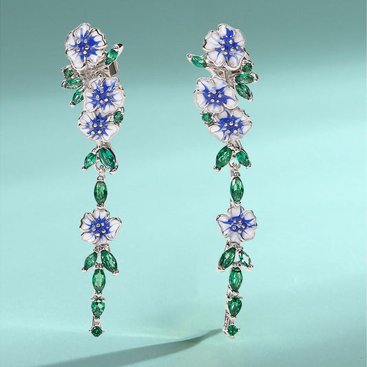 Botanical Blue Flower Earrings