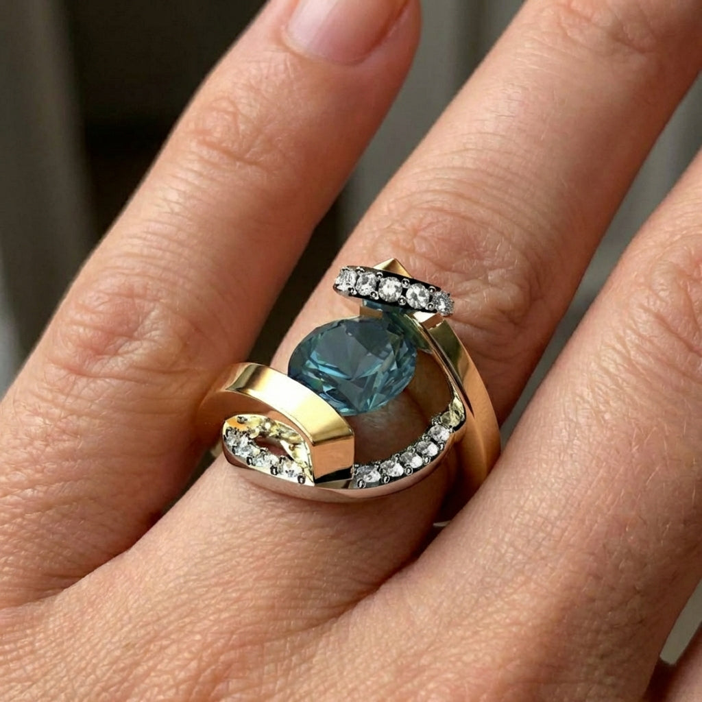 Vintage Blue Gold Ring