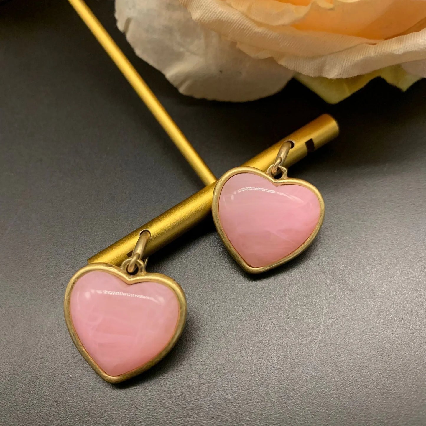 Romantic Pink Heart Earrings