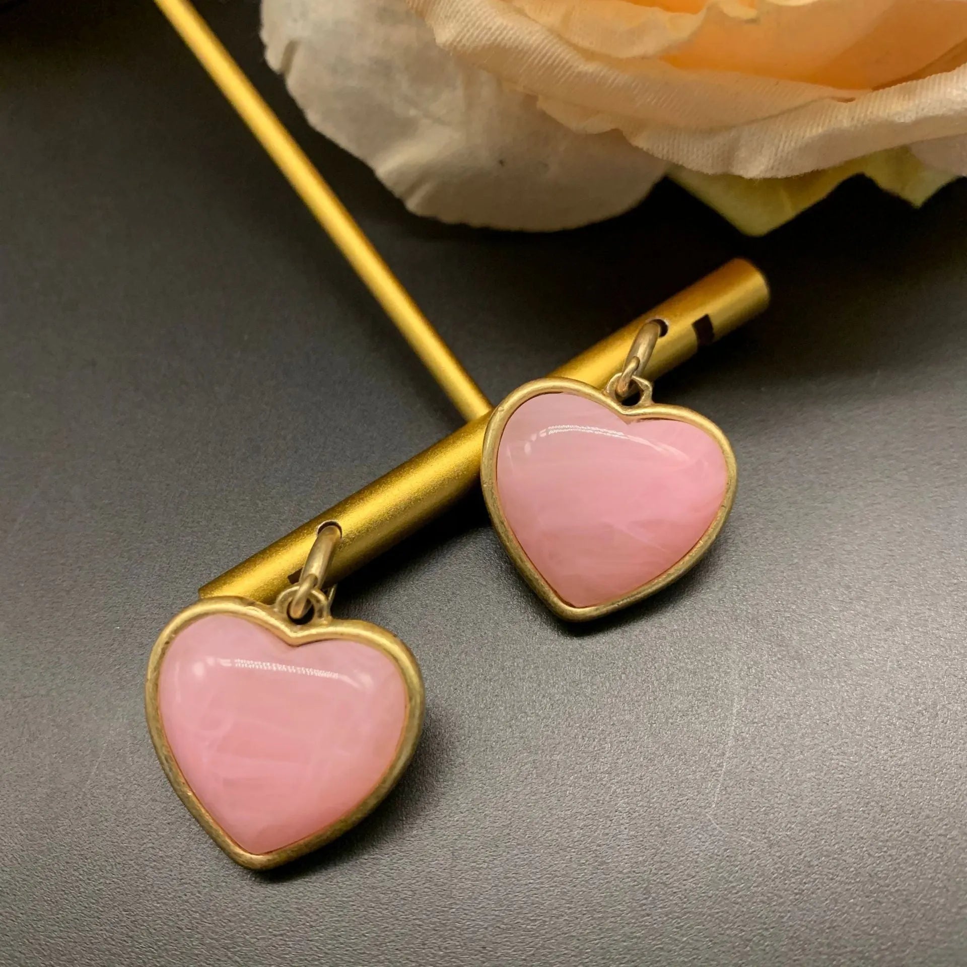 Romantic Pink Heart Earrings