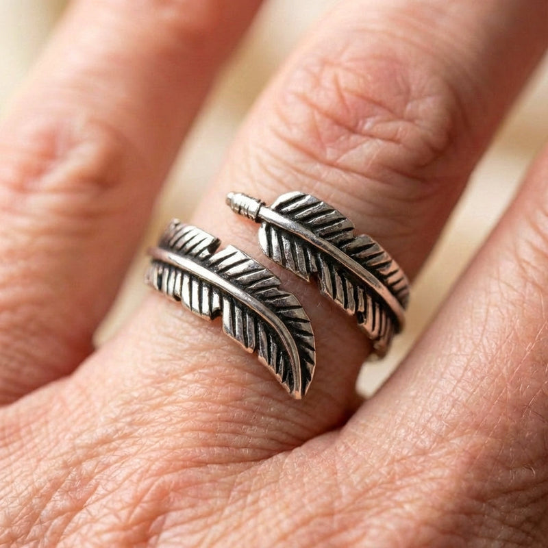 Vintage Silver Adjustable Leaf Ring
