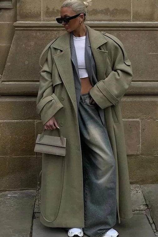 Double Breasted Belted Overcoat