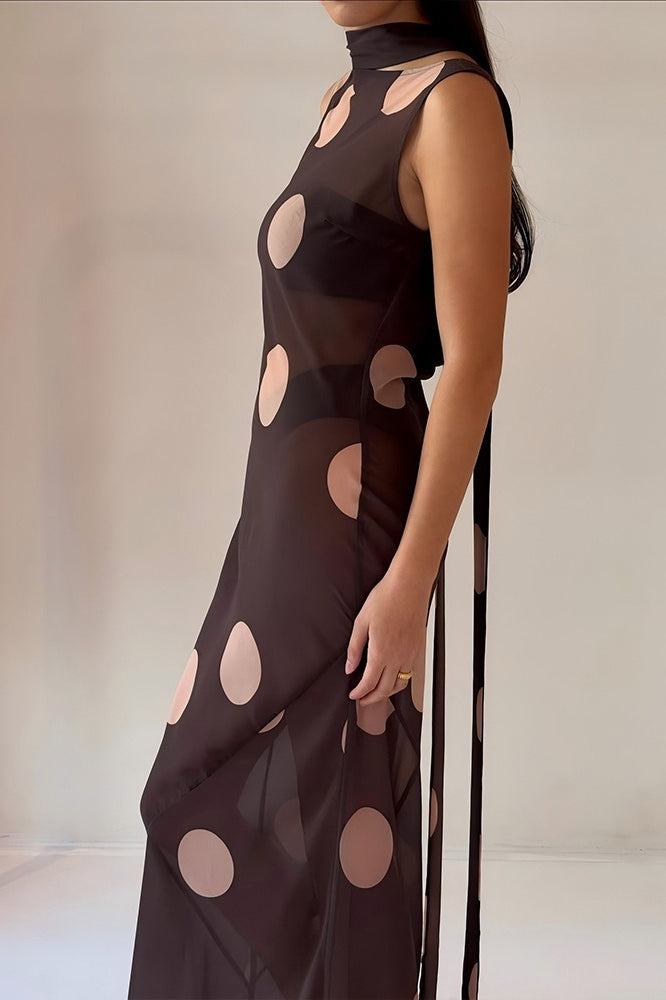 Polka Dot Sleeveless Bodycon Maxi Dress