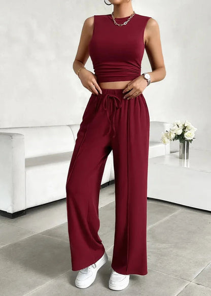 Urban Allure - Sleeveless Top and Wide-leg Pants Set