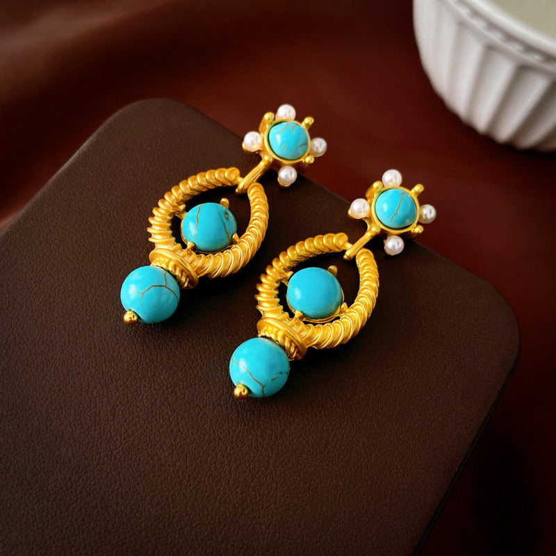 Turquoise Pearl Drop Earrings