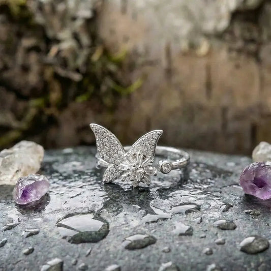 Elegant Crystal Butterfly Ring