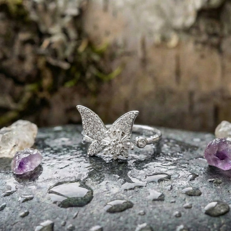 Elegant Crystal Butterfly Ring