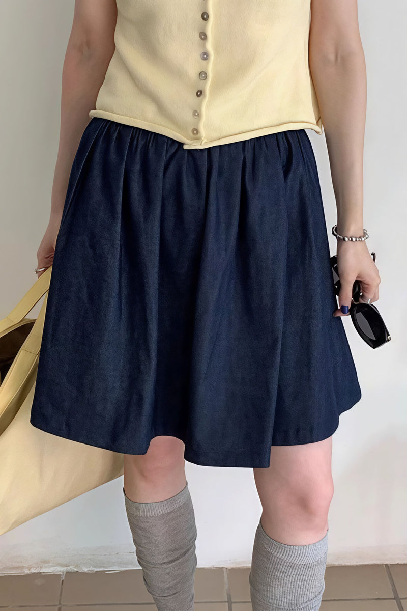 Blue High Waist a Line Denim Mini Skirt