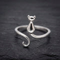 925 Sterling Silver Adjustable Kitten Ring