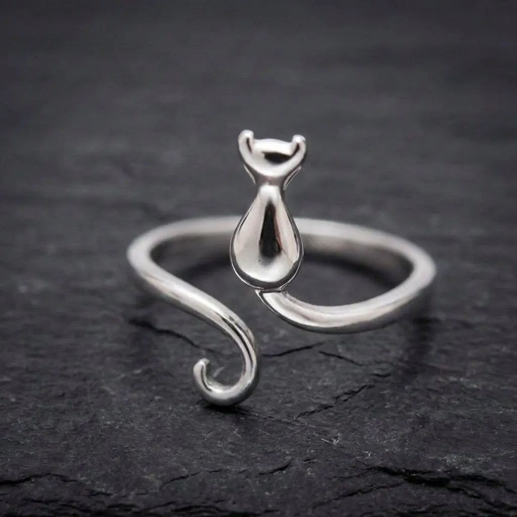 925 Sterling Silver Adjustable Kitten Ring