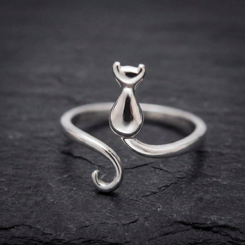 925 Sterling Silver Adjustable Kitten Ring
