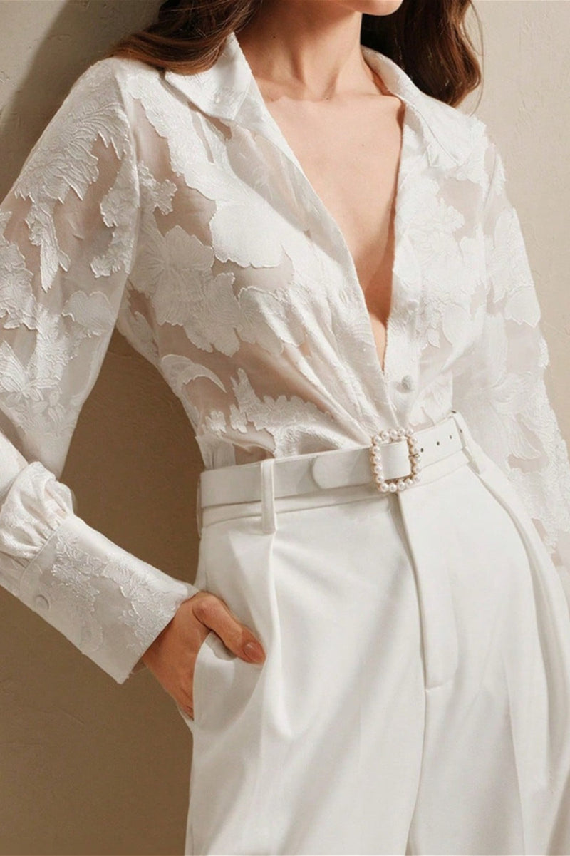 Jacquard Turtleneck Blouse
