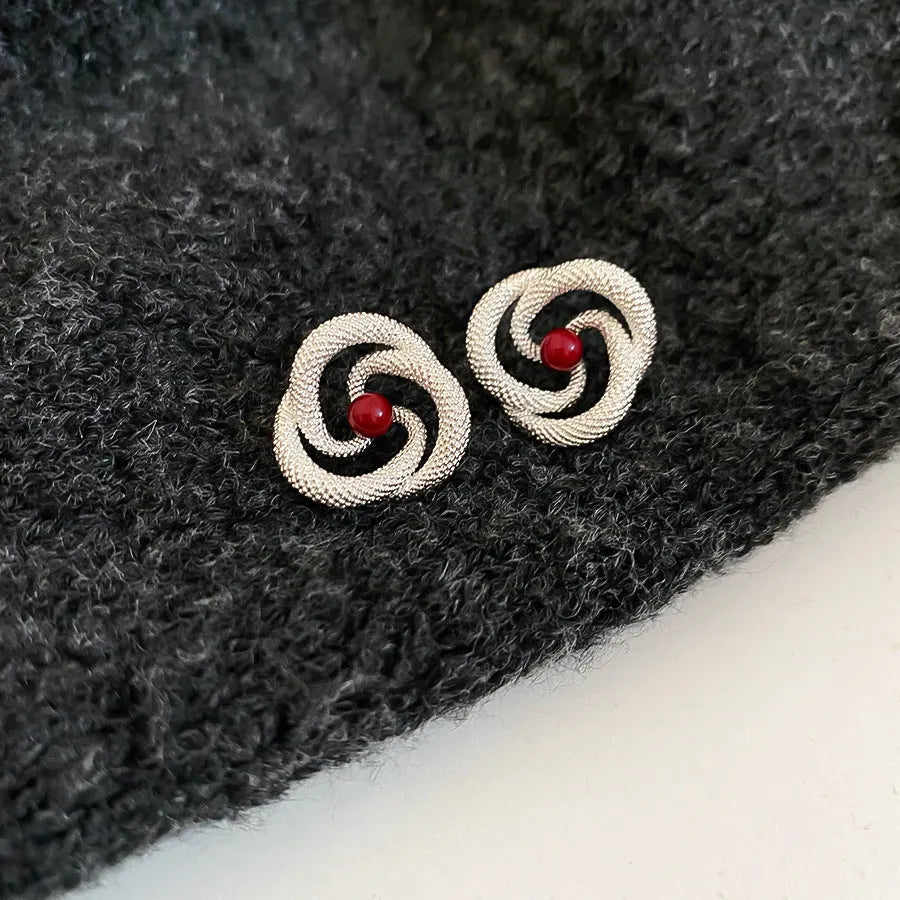 Vintage Pearl Red Earrings