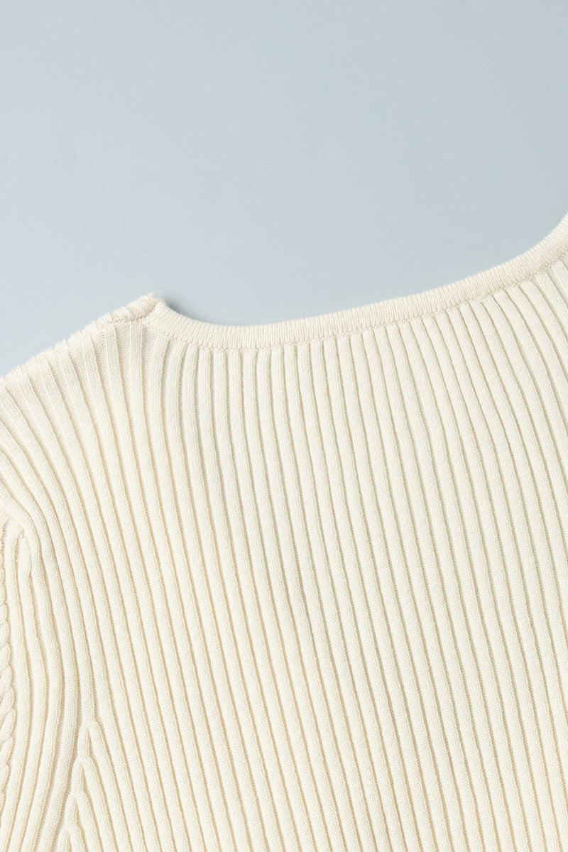 V-neck Long Sleeve Knit Sweater Dress