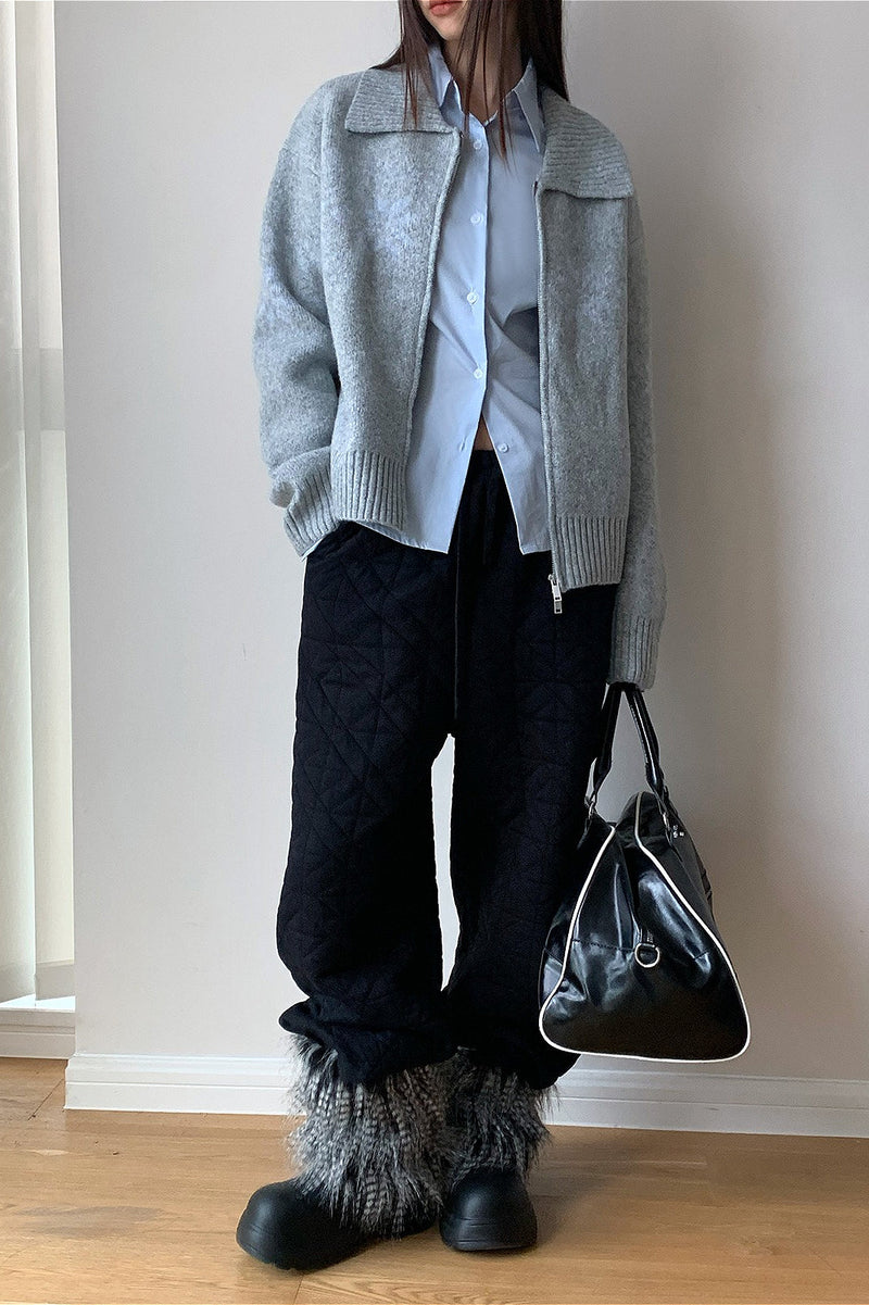 Diamond Quilted Thickened Drawstring Thermal Pants