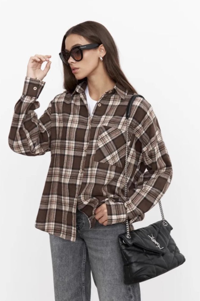 Plaid Relaxed Fit Blouse