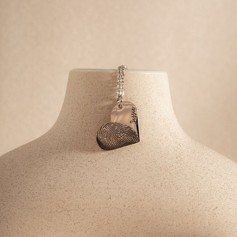 Personalized Fingerprint Heart Necklace