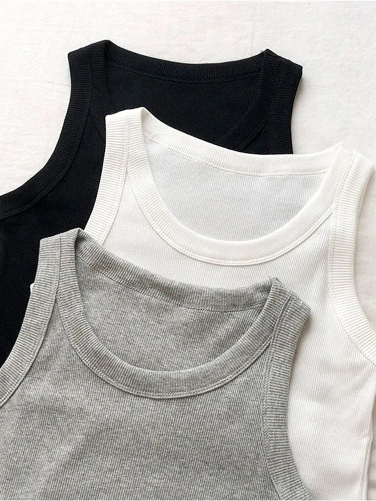 Summer Knitted Color Tanks Top White Skinny Camisole Basic Camisole T-shirt