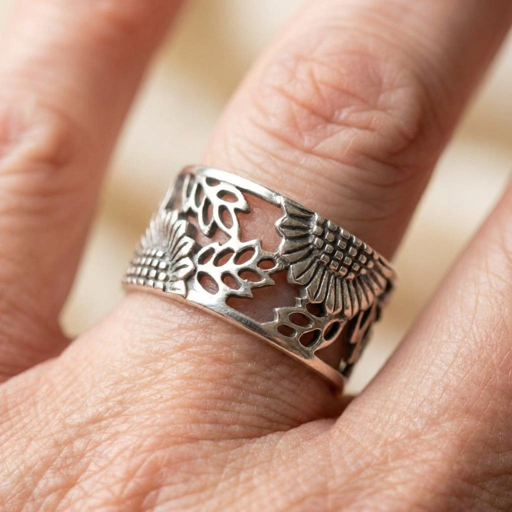 Vintage Hollow Sunflower Ring