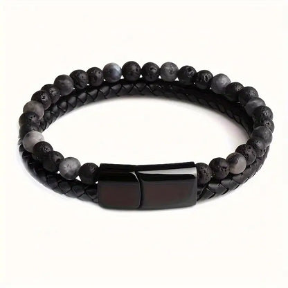 Luxurious Twofold Layer Faux Leather Bracelet