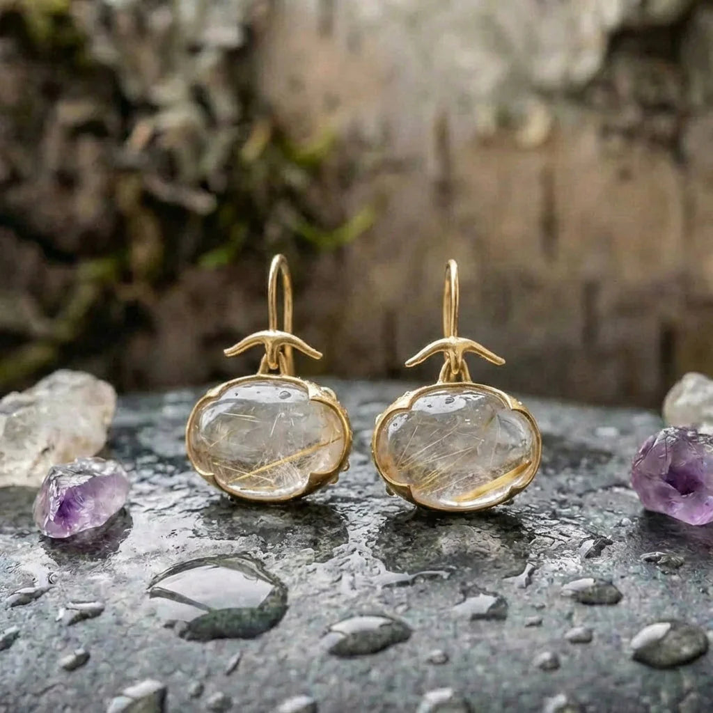 Vintage Rutilated Quartz Earrings