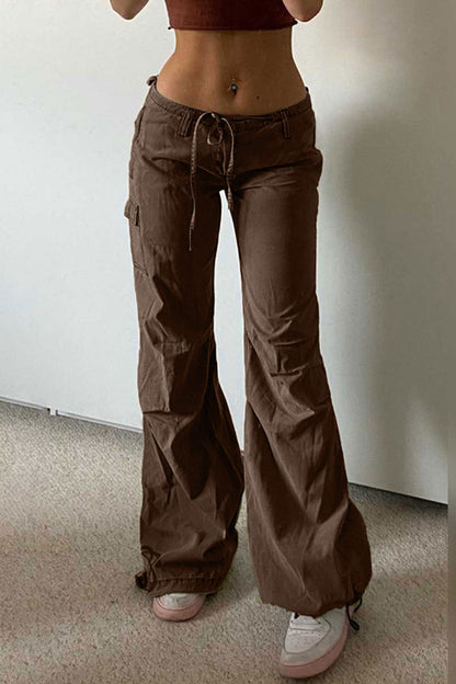 High-waisted Drawstring Cargo Pant