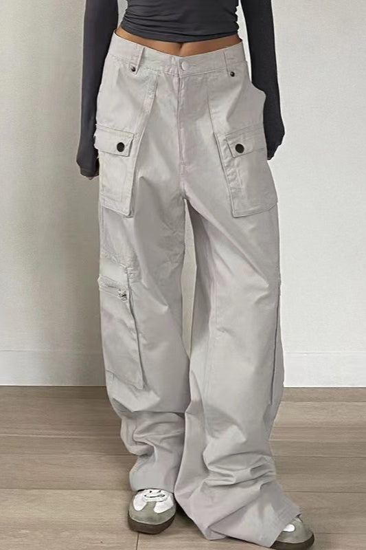 Retro Low-waisted Pocket Denim Cargo Pant