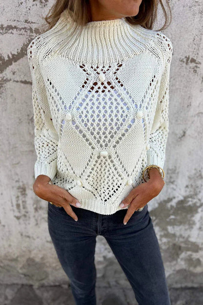 Color Hollow Round Neck Loose Knitted Sweater