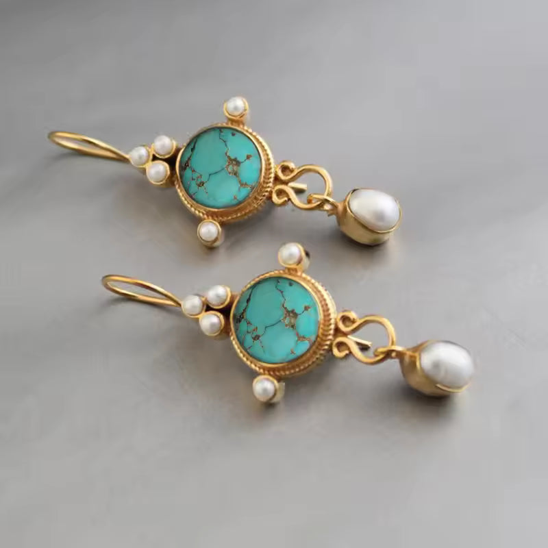 Vintage Turquoise Pearl Earrings