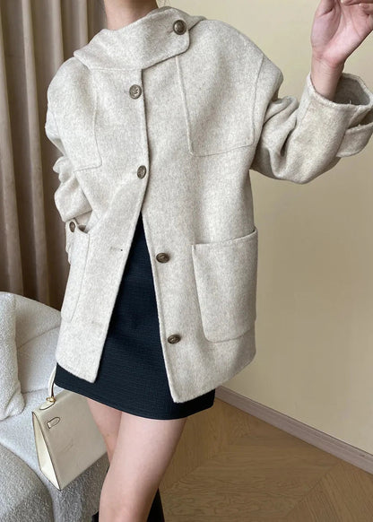 Wool Blend Hooded Cape Coat