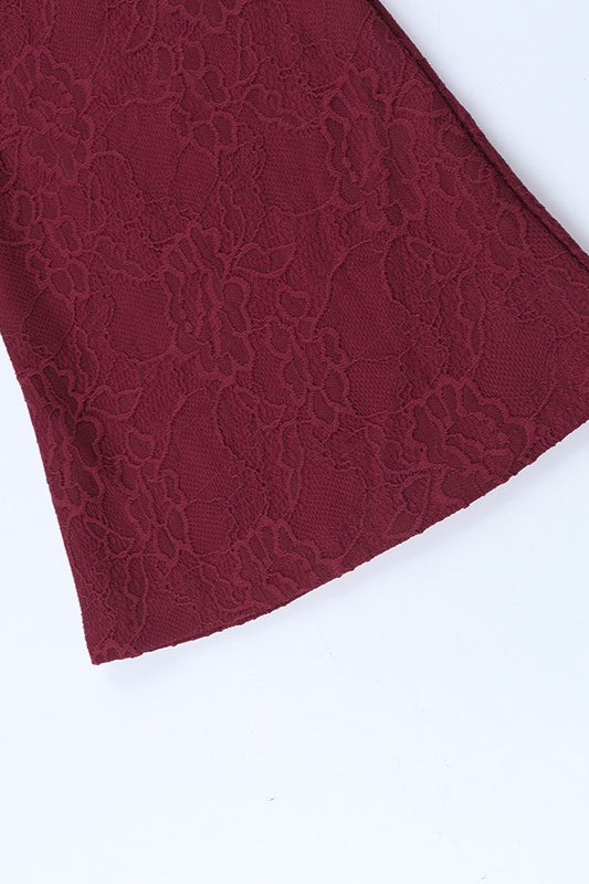 Lace Ribbon Slim Flare Pants