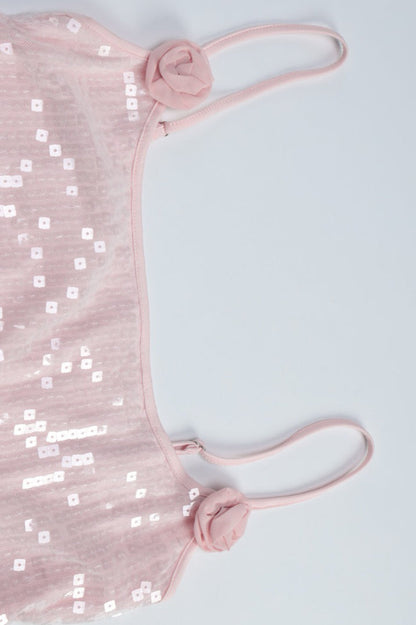 Sequin Spaghetti Strap Bodycon Mesh Mini Dress