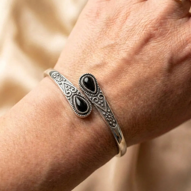Vintage Adjustable Cuff Natural Stone Bracelet