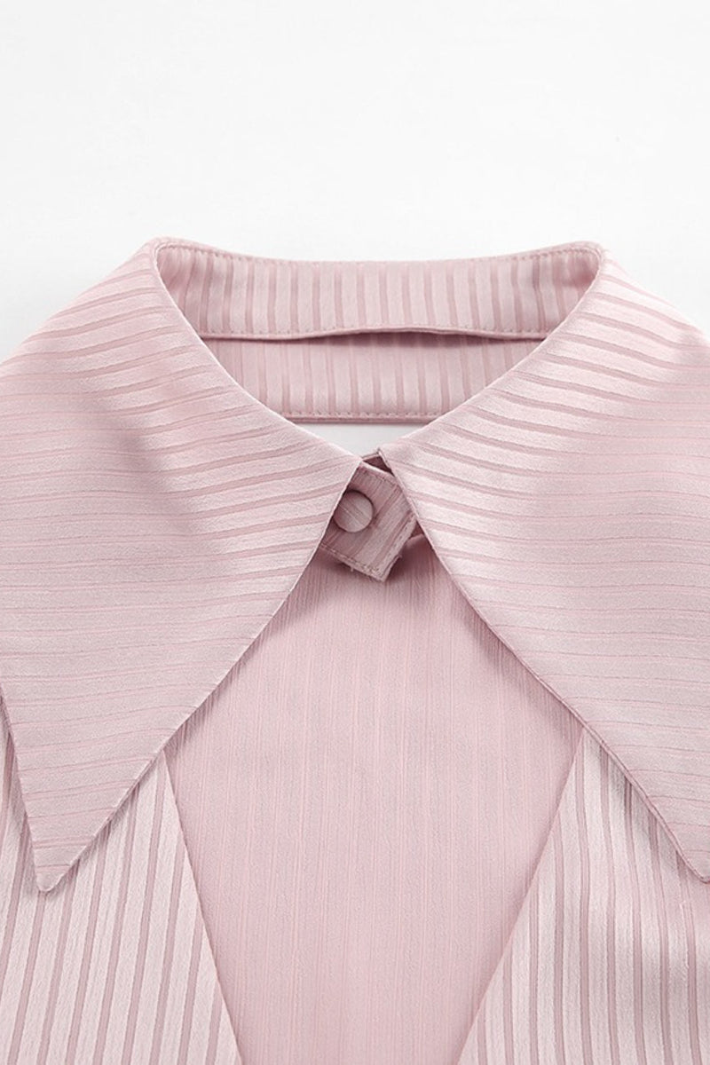 Loose Fit Long Sleeve Detachable Collar Blouse