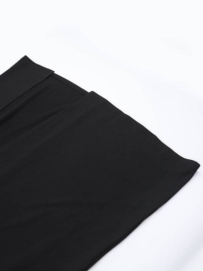 Long Sleeves Loose Asymmetric Color Split-joint Split-side Round-neck Maxi Dresses