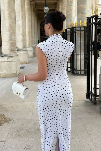 Polka Dot Round Neck Maxi Dress