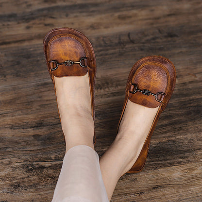 Summer Retro Leather Flat Shoes