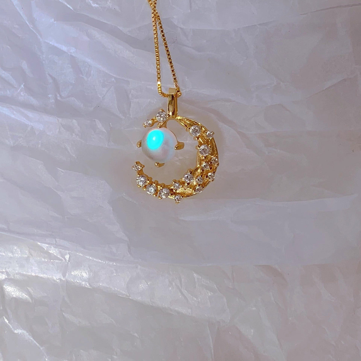 Celestial Opal Moon Necklace