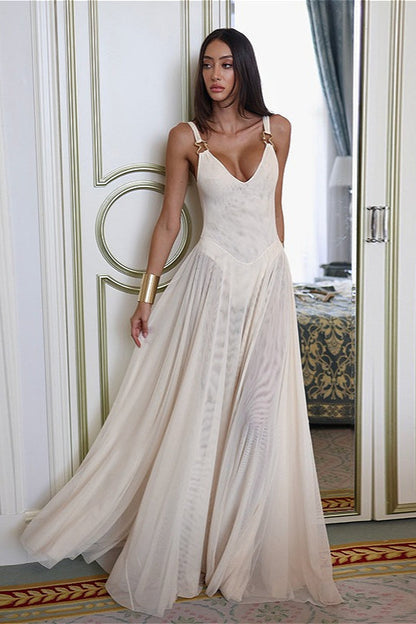 Backless Mesh Cami Maxi Dress